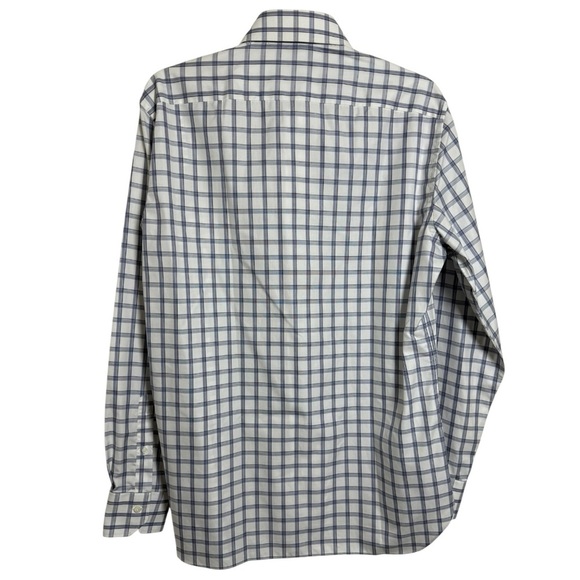 Ermenegildo Zegna Checkered Button Dress Shirt Size 42 Neck 16.5 Blue White - Picture 2 of 7